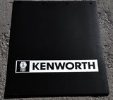 2-Mud Flaps for Kenworth 24" x 30" Black White Logo Rubber Rib Back MKW-2430