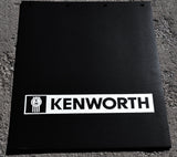 Mud Flaps for Kenworth 24" x 30" Black White Logo Rubber Rib Back MKW-2430 Pair