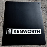 Mud Flaps for Kenworth 24" x 30" Black White Logo Rubber Rib Back MKW-2430 Pair