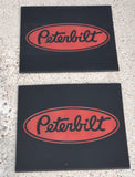 Front Fender Mud Flaps Peterbilt 16x14 Black Red Logo Rubber MP-1614 -Pair