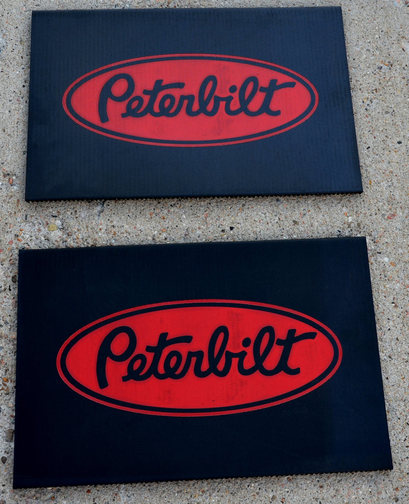 Front Fender Mud Flaps For Peterbilt 18X12 Black Red Logo Rubber MP-1812 Pair