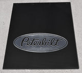 2-Mud Flaps for Peterbilt 24" x 30" Black Silver Logo Rubber Rib Back MPS-2430