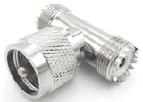 Truck Spec T Shape CB Radio Coax Connector Male PL259 to 2 Female SO239 TSM-359